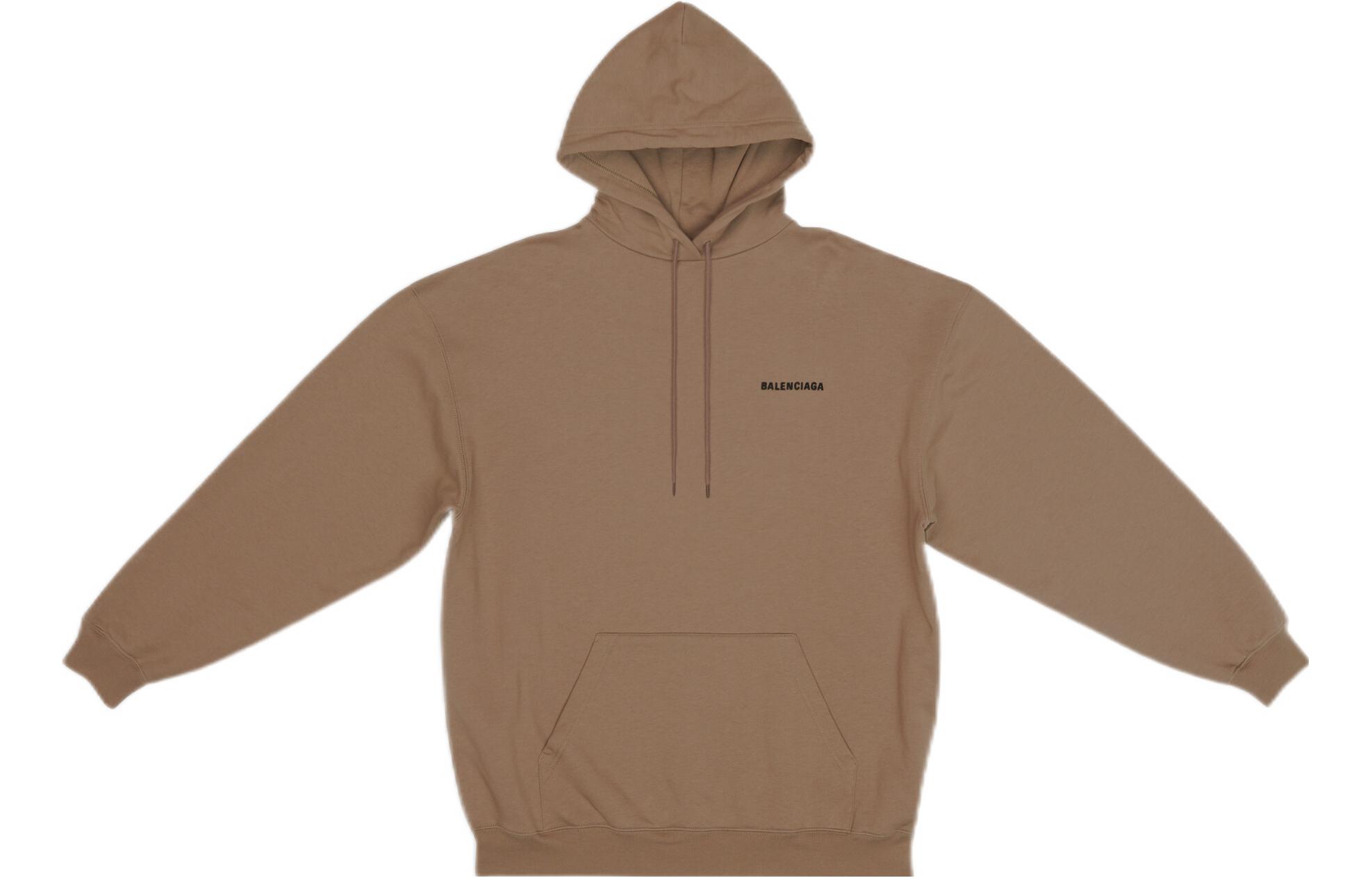 Buy (Women) Balenciaga SS22 Solid Color Logo Embroidered Hoodie Women’s Dark Beige. 578135TMVF57761