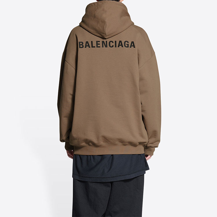 Details for (Women) Balenciaga SS22 Solid Color Logo Embroidered Hoodie Women’s Dark Beige. 578135TMVF57761