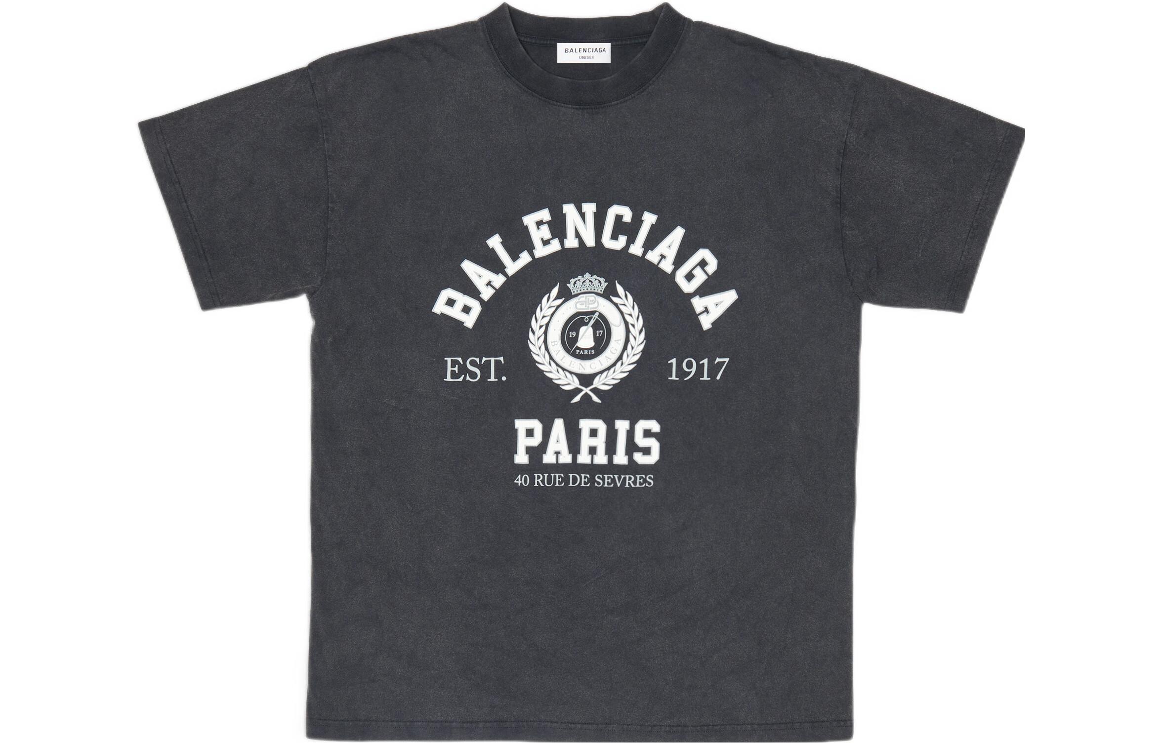 (Women) Balenciaga SS22 Vintage Distressed 1917 Logo Wheat Print Black  T-Shirt 612965TMV981000 圖 2