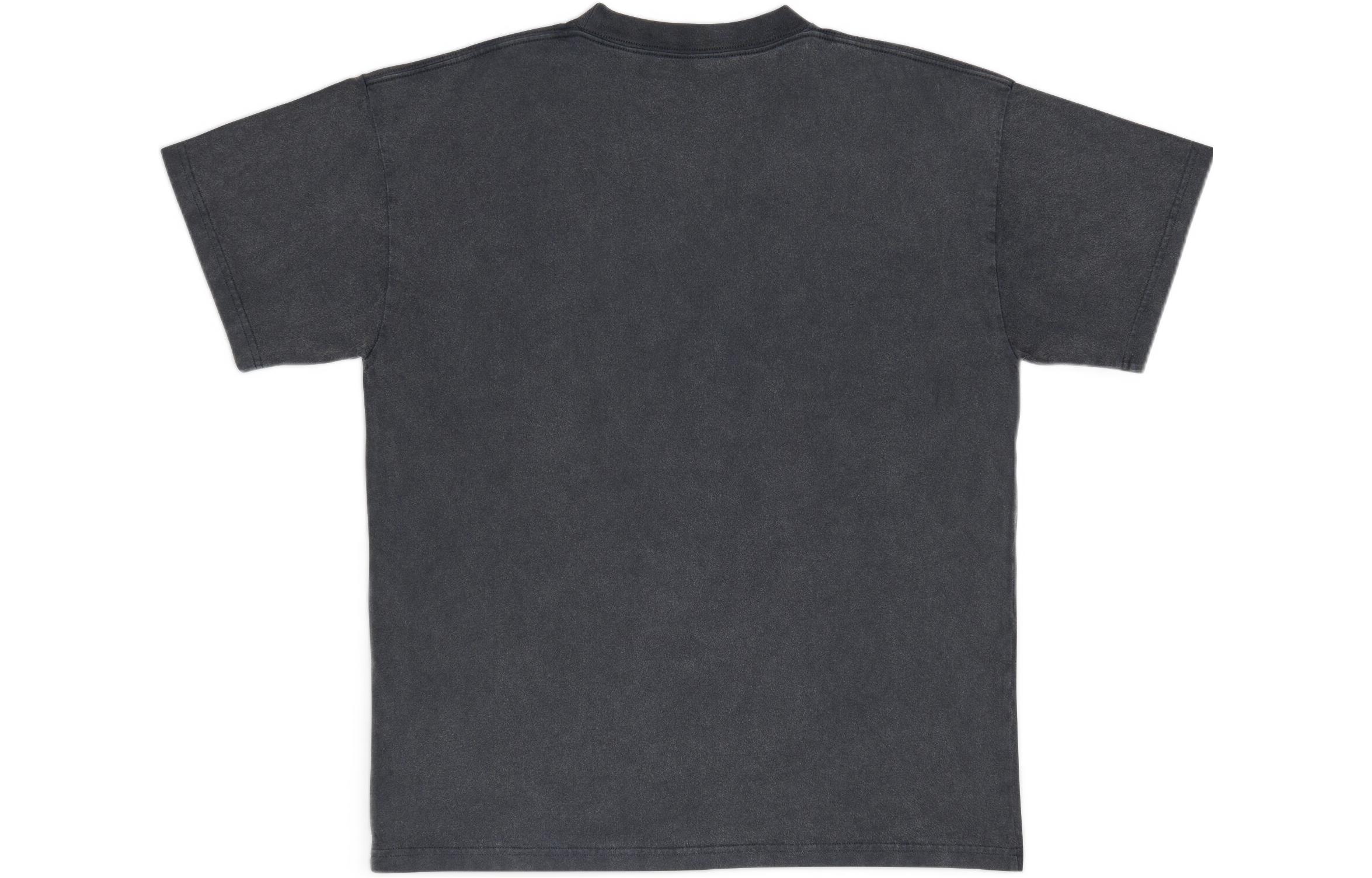 (Women) Balenciaga SS22 Vintage Distressed 1917 Logo Wheat Print Black  T-Shirt 612965TMV981000 圖 3