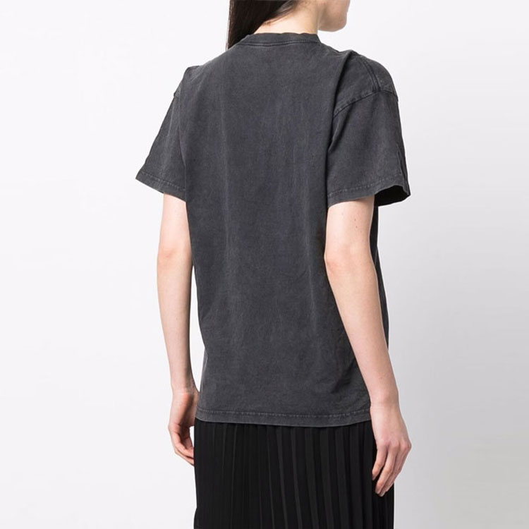 (Women) Balenciaga SS22 Vintage Distressed 1917 Logo Wheat Print Black  T-Shirt 612965TMV981000 圖 6