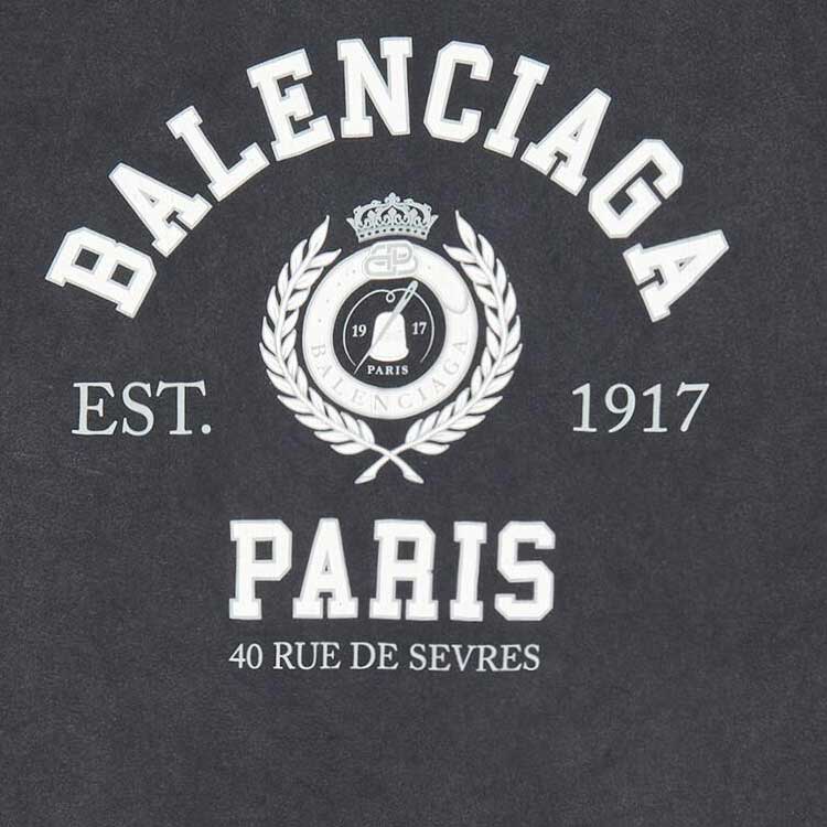 (Women) Balenciaga SS22 Vintage Distressed 1917 Logo Wheat Print Black  T-Shirt 612965TMV981000 圖 7
