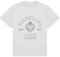(Women) Balenciaga SS22 Vintage Letter Print Washed White T-Shirt Women. 612965TMV989012 (Women) Balenciaga SS22 Vintage Letter Print Washed White T-Shirt Women. 612965TMV989012