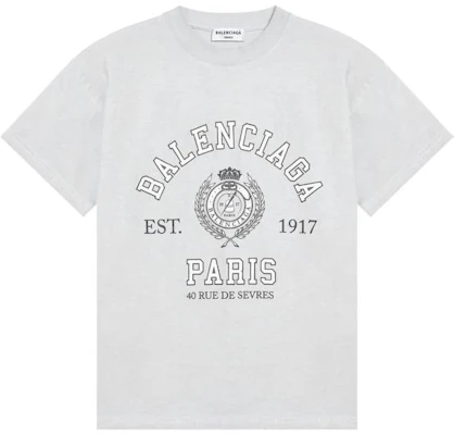 (W) Balenciaga SS22 Baju-T Cetakan Huruf Vintage Putih Pudar Wanita. 612965TMV989012 Order (W) Balenciaga SS22 Baju-T Cetakan Huruf Vintage Putih Pudar Wanita. 612965TMV989012