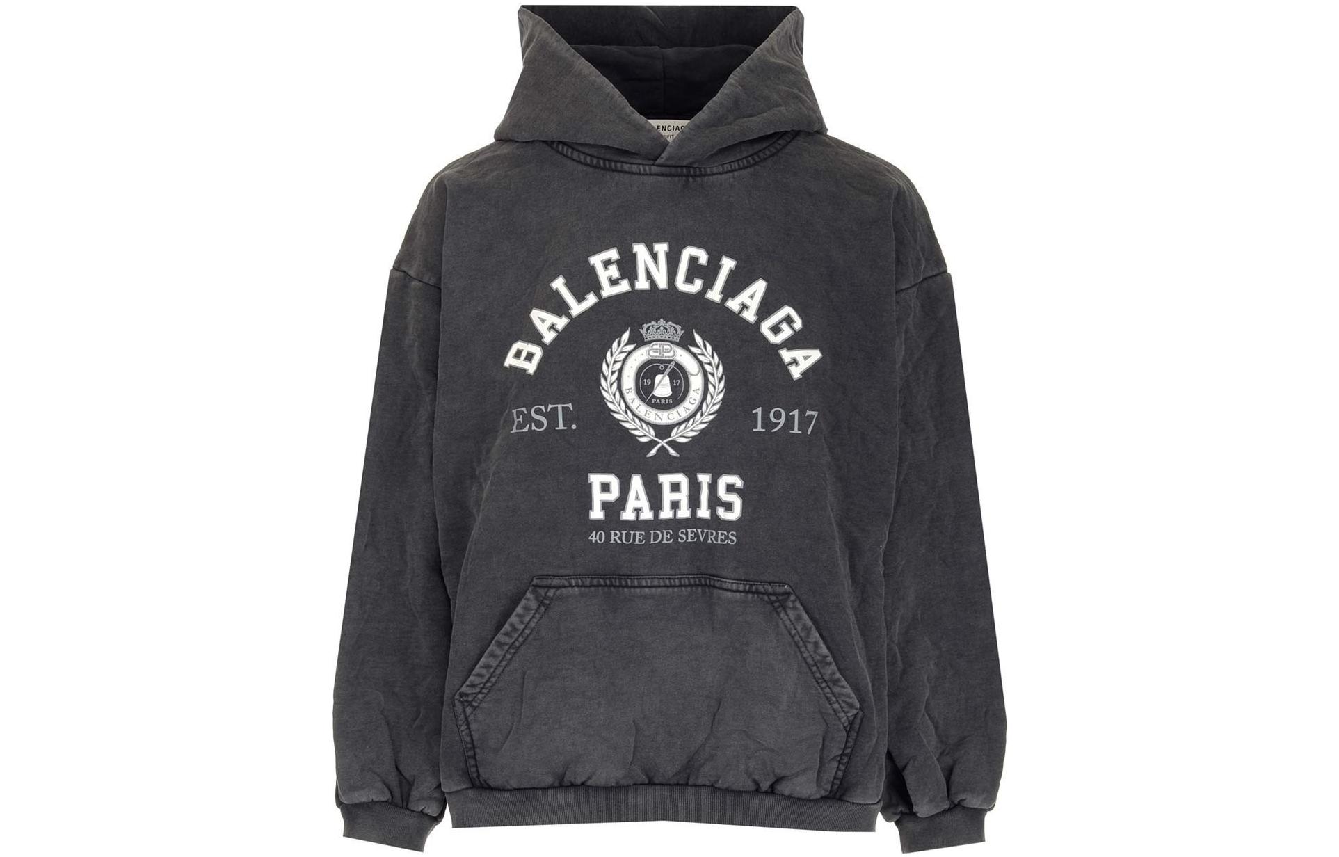 (Women) Balenciaga SS22 Wheat Logo  Hoodie Dark Gray. 697874TMV990100