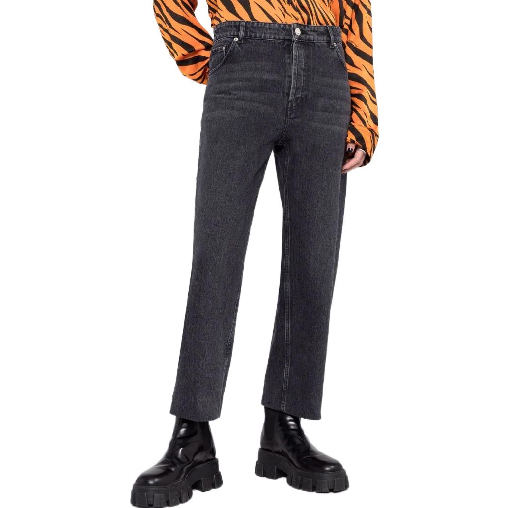 Lookbook (W) 발렌시아가 SS22 이어 오브 더 타이거 스트레이트 레그 진 블랙 여성용 600235TBP471055