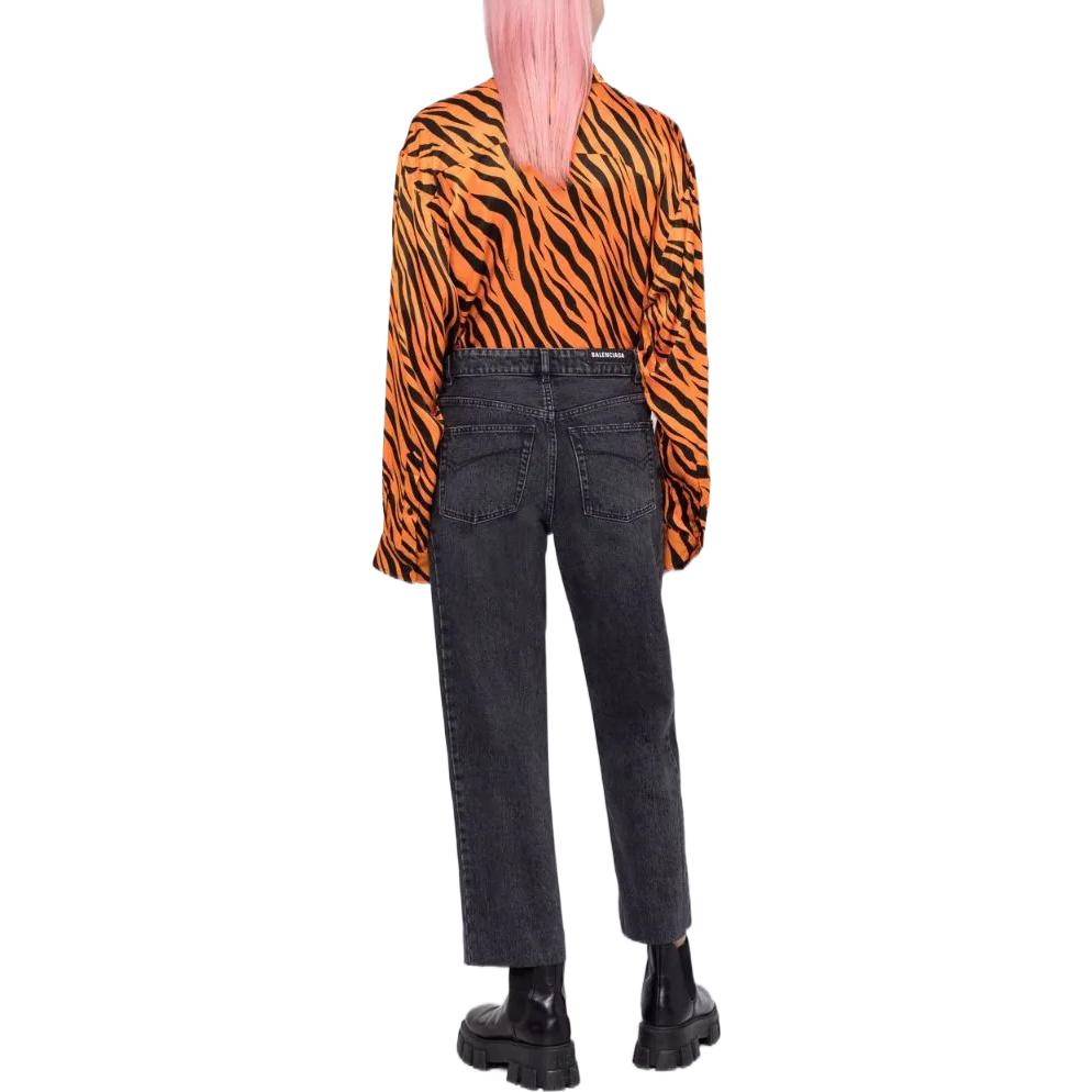 Shop (W) 발렌시아가 SS22 이어 오브 더 타이거 스트레이트 레그 진 블랙 여성용 600235TBP471055