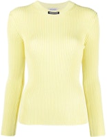 (Women) Balenciaga SS22 Yellow Logo Ribbed Knit Crewneck Sweater 691969T51697200 (Women) Balenciaga SS22 Yellow Logo Ribbed Knit Crewneck Sweater 691969T51697200