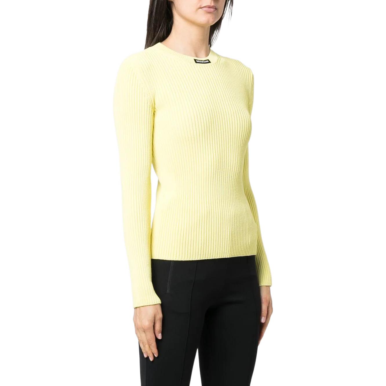 Shop (W) Balenciaga SS22 黃色logo羅紋針織圓領毛衣 691969T51697200