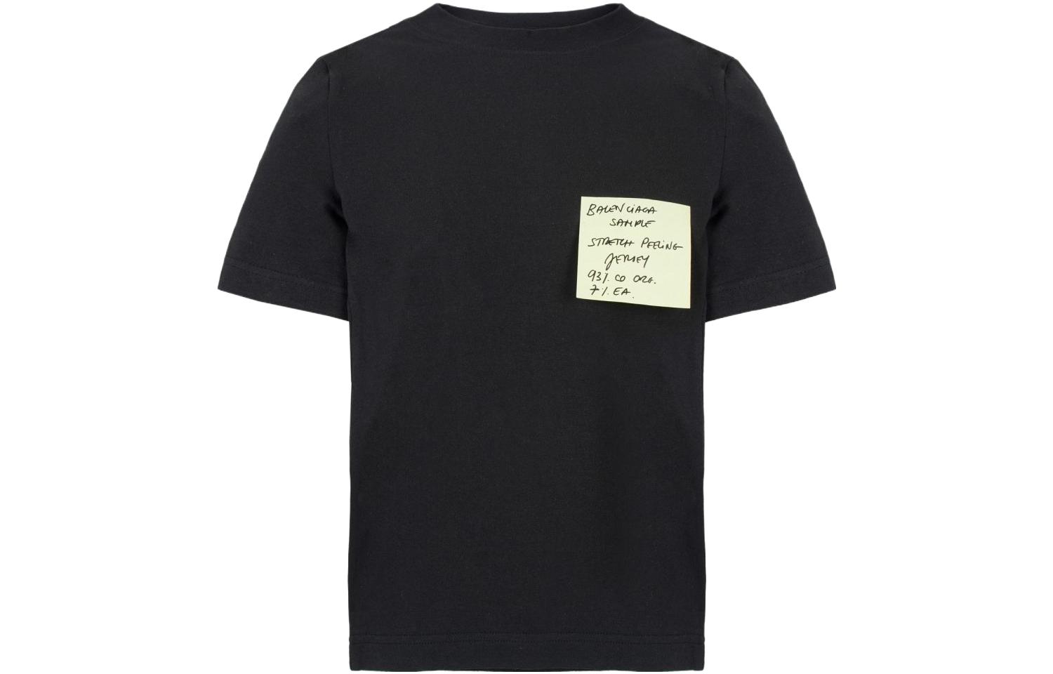 (Women) Balenciaga SS23  Black Crewneck Casual T-Shirt with Label Patch. 745019TOVD51055