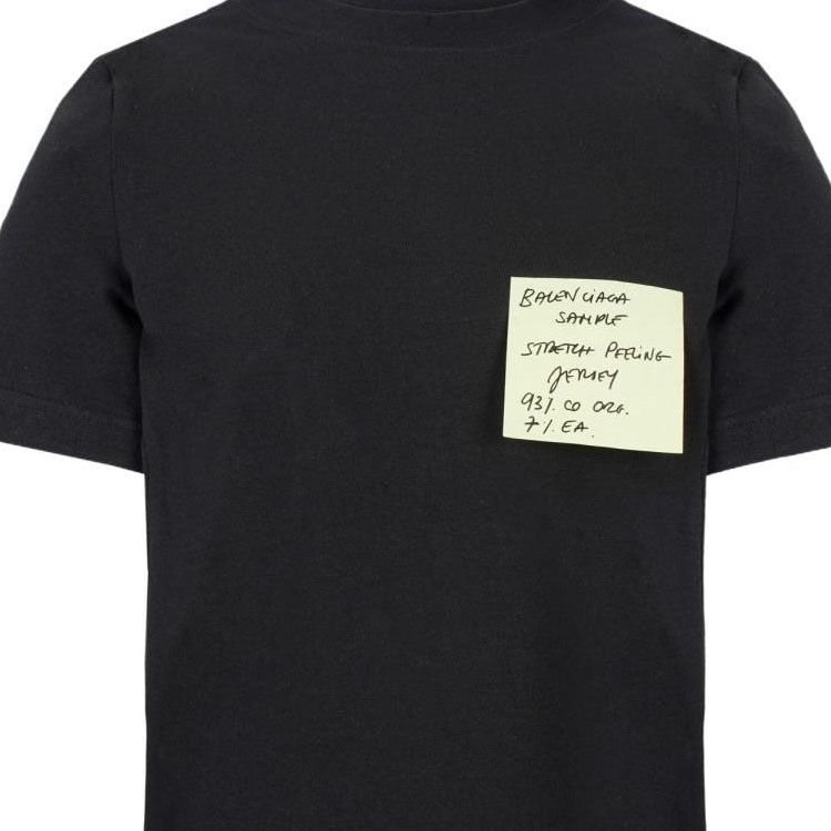 (Women) Balenciaga SS23  Black Crewneck Casual T-Shirt with Label Patch. 745019TOVD51055 圖 4