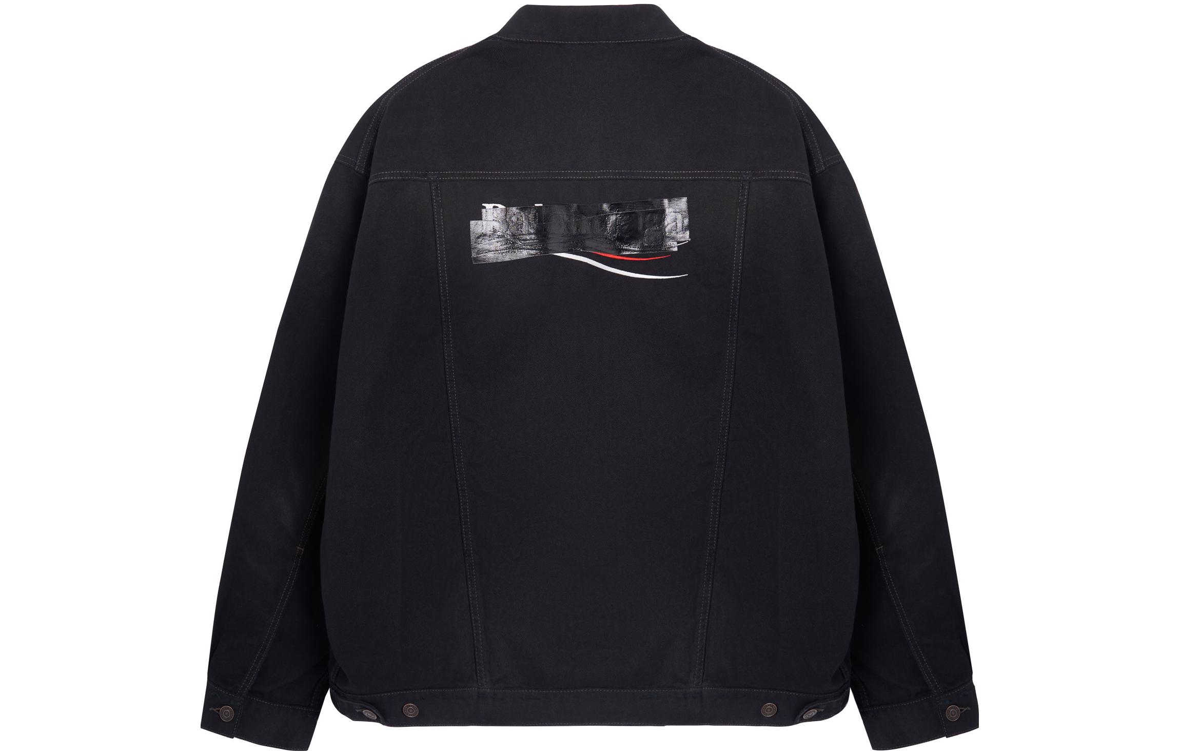 Order (W) Chaqueta de Mezclilla Negra Balenciaga SS23 con Logo Trasero y Corte Regular. 724651TNW541129