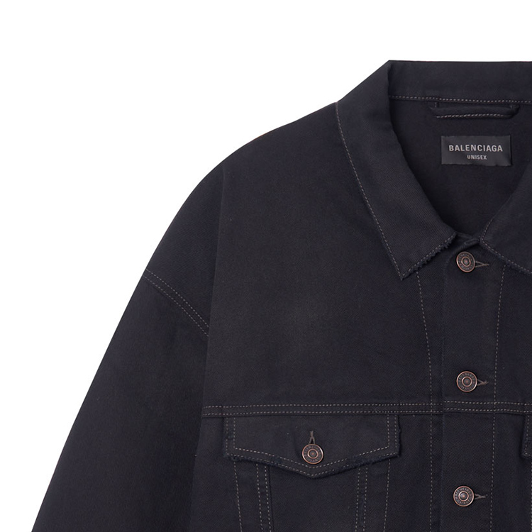 Details for (W) Chaqueta de Mezclilla Negra Balenciaga SS23 con Logo Trasero y Corte Regular. 724651TNW541129