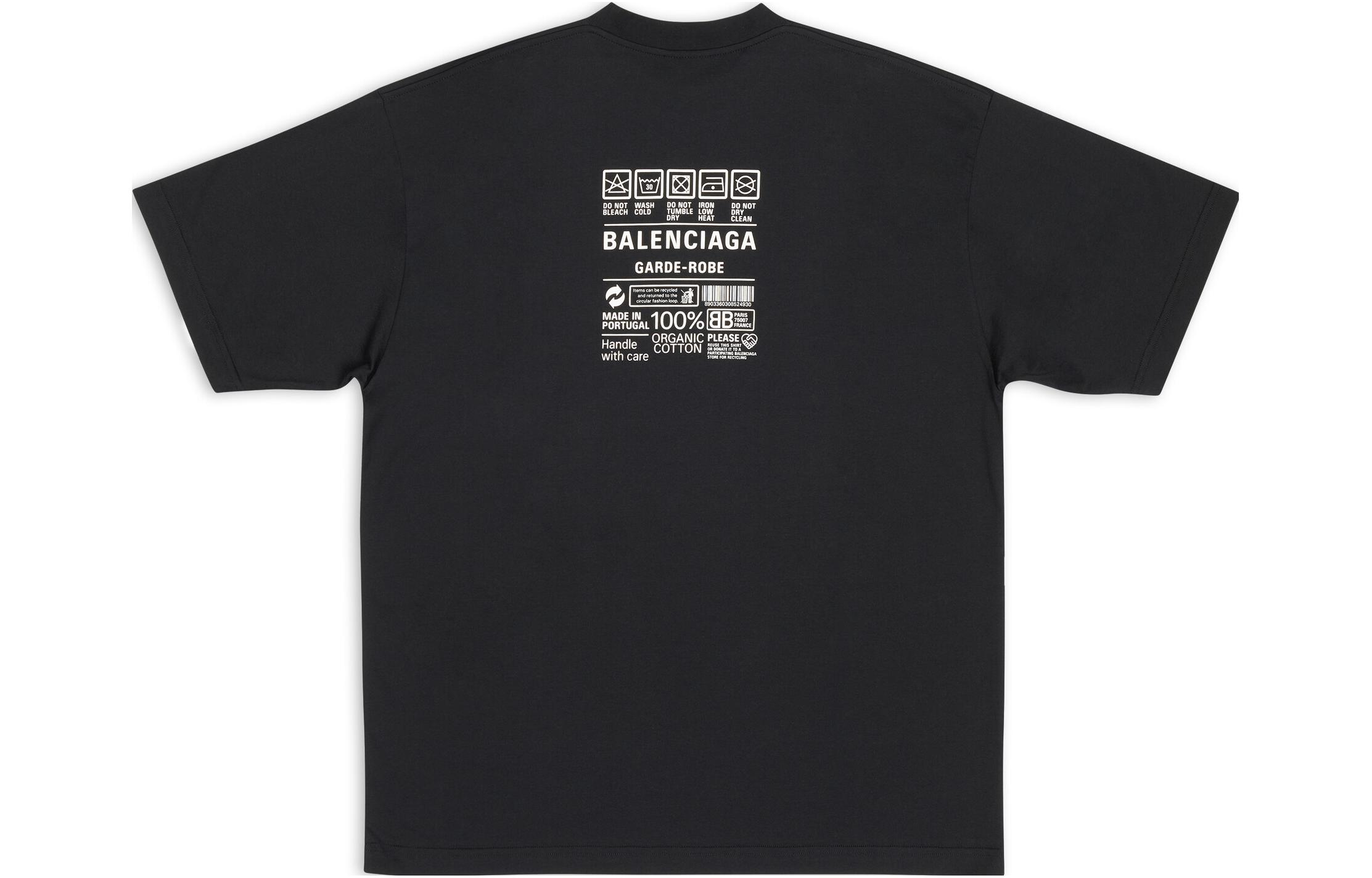 Buy (W) 巴黎世家 SS23 黑色几何标志印花圆领 T恤 常规版型 724543TNVL91070