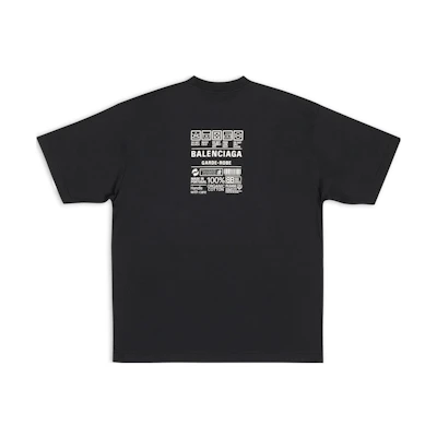 (Women) Balenciaga SS23 Black Geometric Logo Print Crewneck T-Shirt Regular Fit 724543TNVL91070
