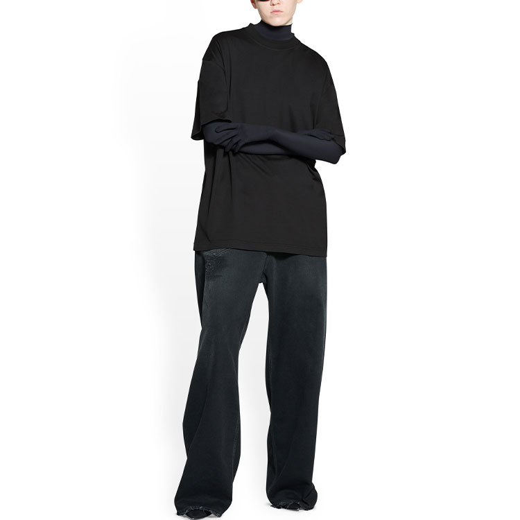 Shop (W) 巴黎世家 SS23 黑色几何标志印花圆领 T恤 常规版型 724543TNVL91070