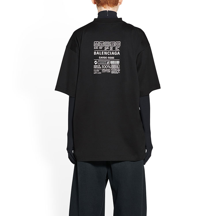 Details for (W) 巴黎世家 SS23 黑色几何标志印花圆领 T恤 常规版型 724543TNVL91070