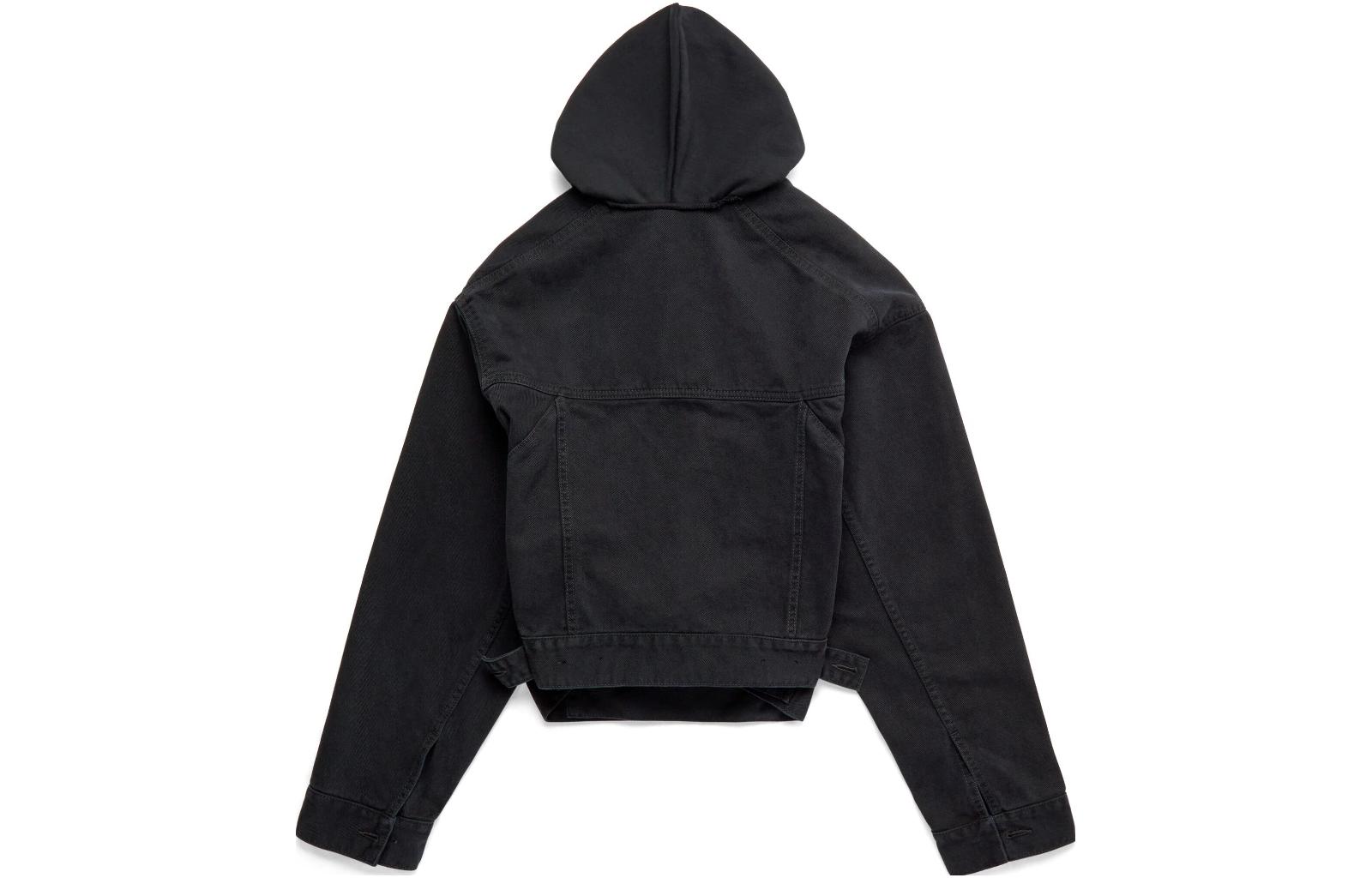 Lookbook (Women) Balenciaga SS23  Black Hooded Denim Jacket with Embellished Buttons. 702435TNW111700