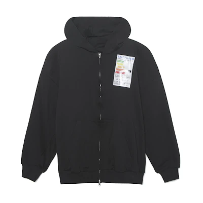 (Women) Balenciaga SS23 Black Hoodie Zip-Up Oversized Fit Pullover Sweatshirt. 744454TOVD61055