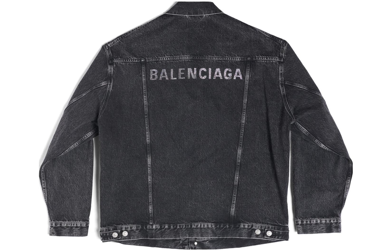(Women) Balenciaga SS23  Black Logo Denim Jacket Long Sleeve Relaxed Fit 729353TBP471055 圖 3