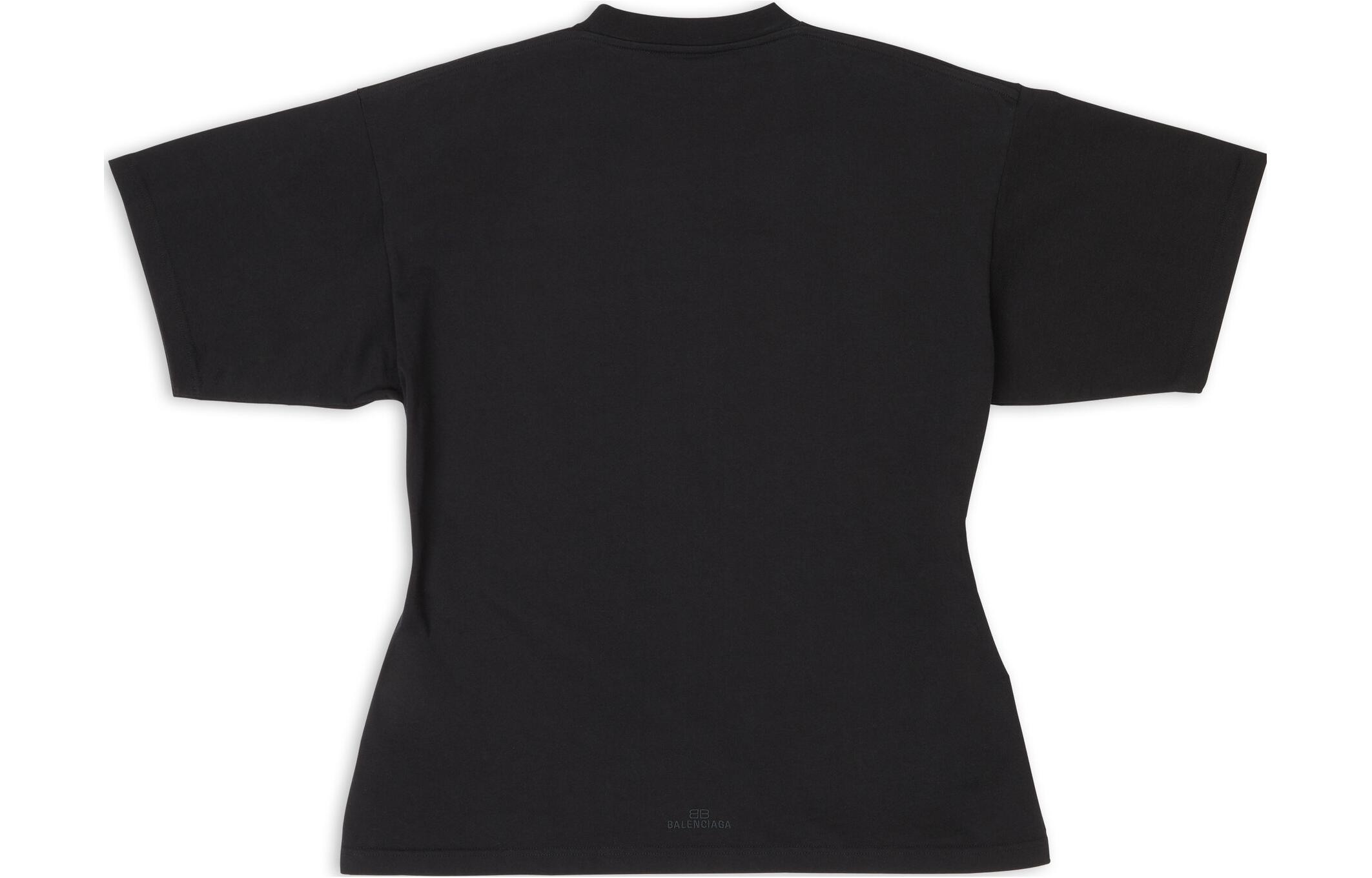 (Women) Balenciaga SS23  Black Logo Embroidered Crewneck T-Shirt. 724524TNVM71069 圖 3