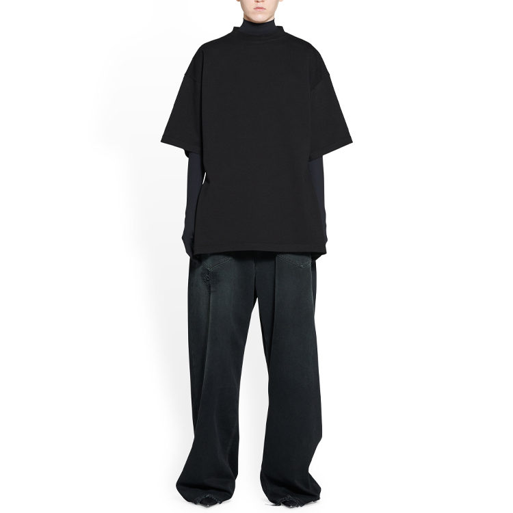 (Women) Balenciaga SS23  Black Logo Embroidered Crewneck T-Shirt. 724524TNVM71069 圖 4