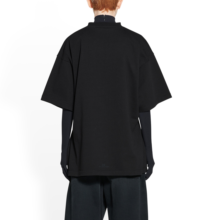 (Women) Balenciaga SS23  Black Logo Embroidered Crewneck T-Shirt. 724524TNVM71069 圖 5