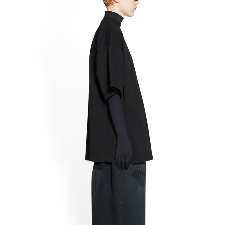 (Women) Balenciaga SS23  Black Logo Embroidered Crewneck T-Shirt. 724524TNVM71069 圖 6