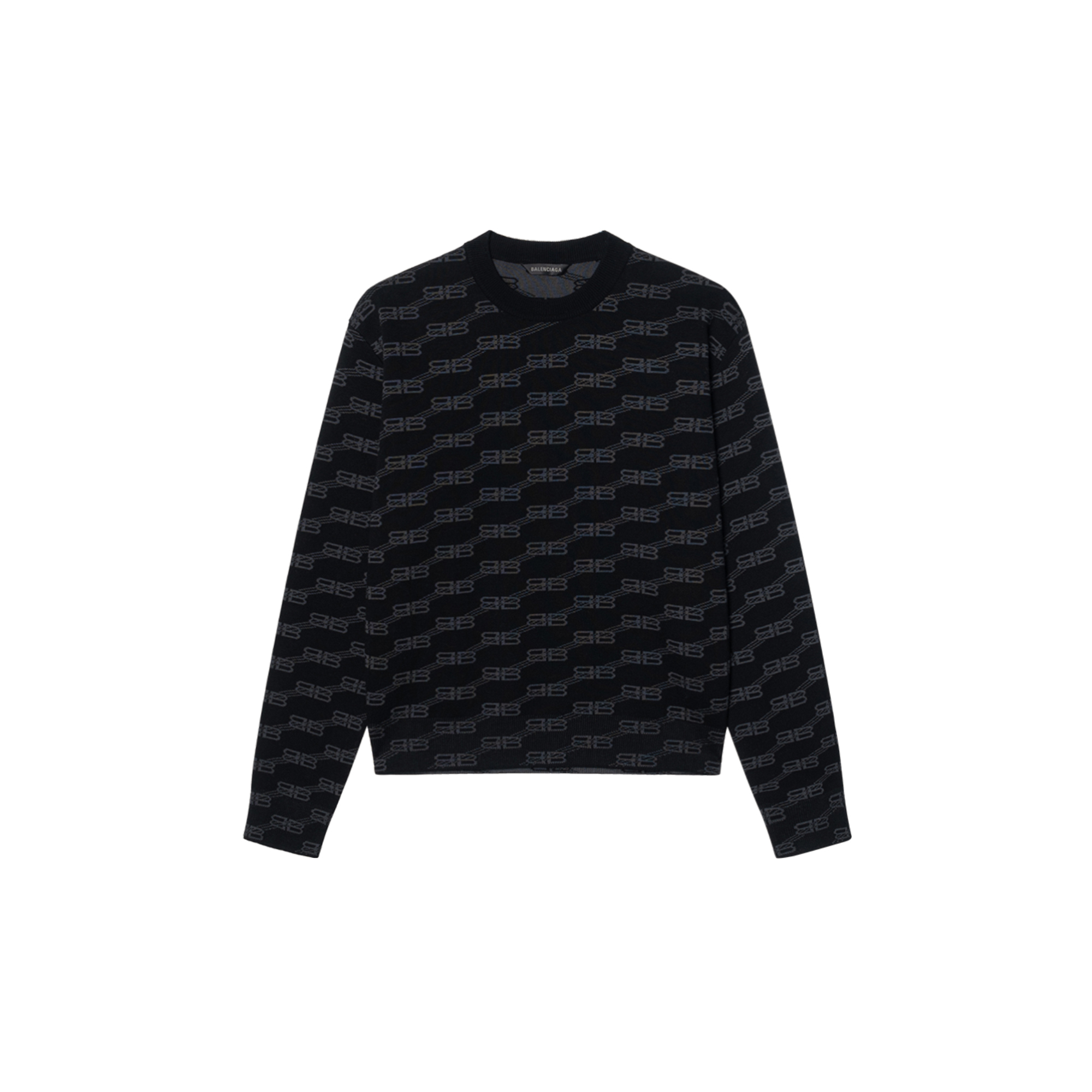 (Women) Balenciaga SS23  Black Logo Print Long Sleeve Sweater Regular Fit. 733859T32531269