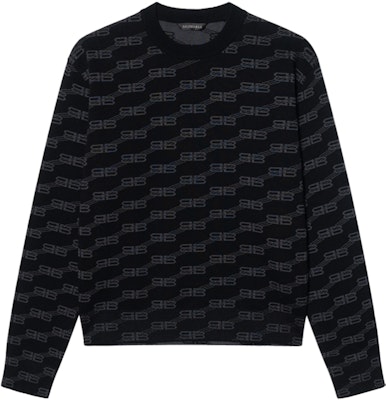 (W) 巴黎世家 SS23 黑色印花标志长袖毛衣 经典版型. 733859T32531269 Buy (W) 巴黎世家 SS23 黑色印花标志长袖毛衣 经典版型. 733859T32531269