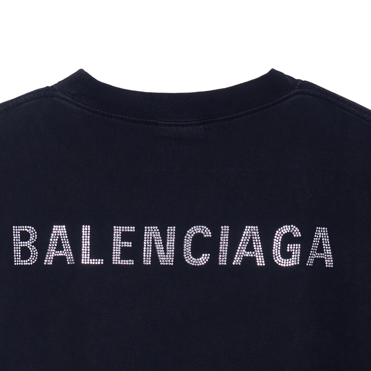 Purchase (W) Balenciaga SS23 黑色水鑽標誌短袖T恤。 641655TNVU31073
