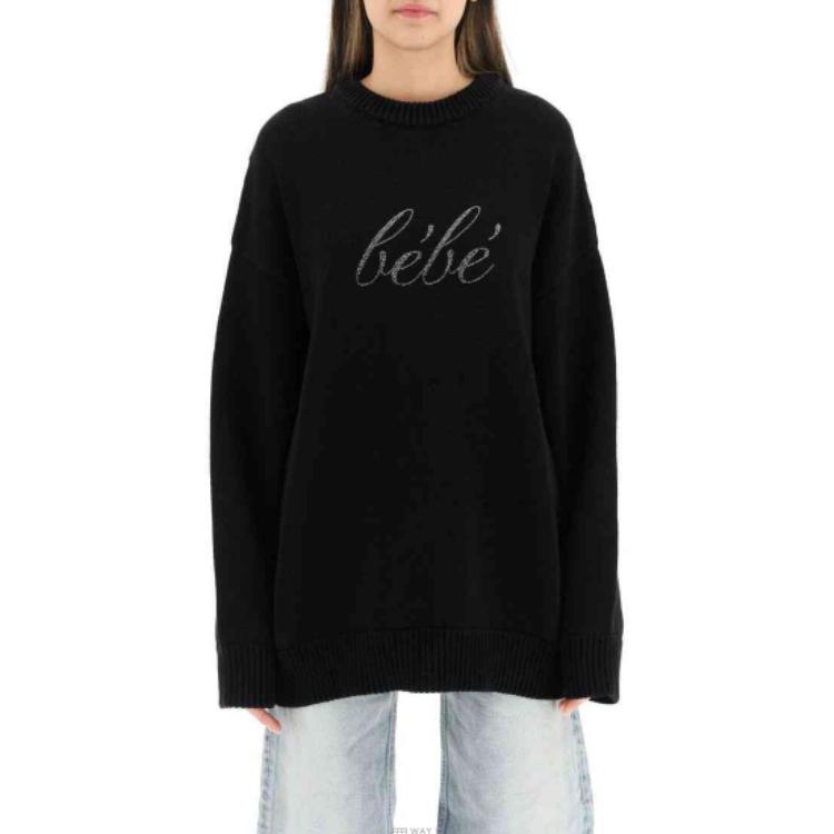 Lookbook (W) Balenciaga SS23 Sweatshirt Hitam Lengan Panjang dengan Cetakan Huruf. 682001-T3225-1000