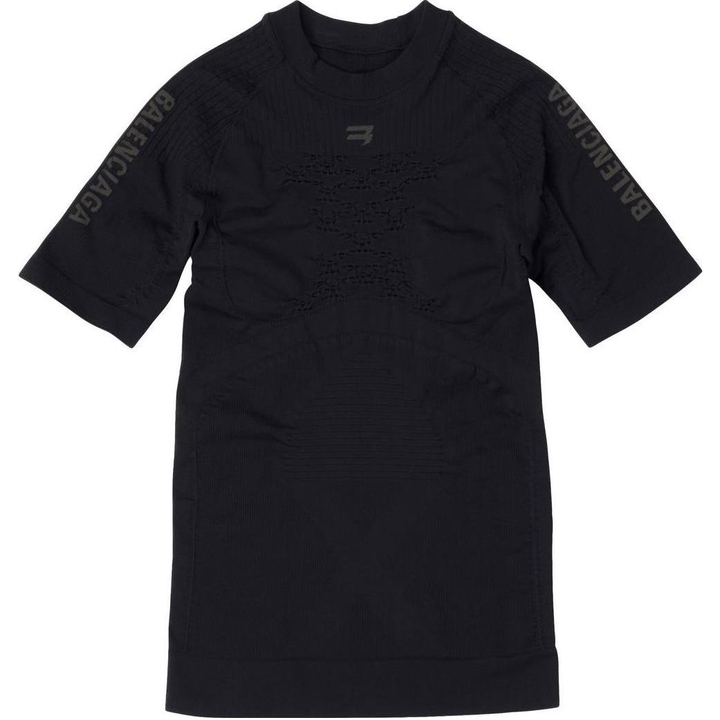 (Women) Balenciaga SS23  Black Slim Fit Logo Jacquard Crewneck T-Shirt. 7196834C9B41000