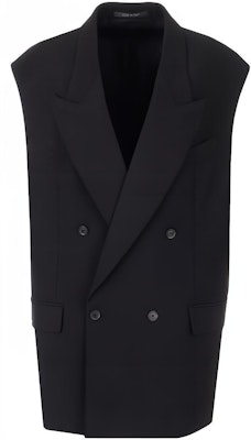 (W) Balenciaga SS23 Rompi Hitam Tanpa Lengan Double-Breasted. 725198TNT111000 Buy (W) Balenciaga SS23 Rompi Hitam Tanpa Lengan Double-Breasted. 725198TNT111000