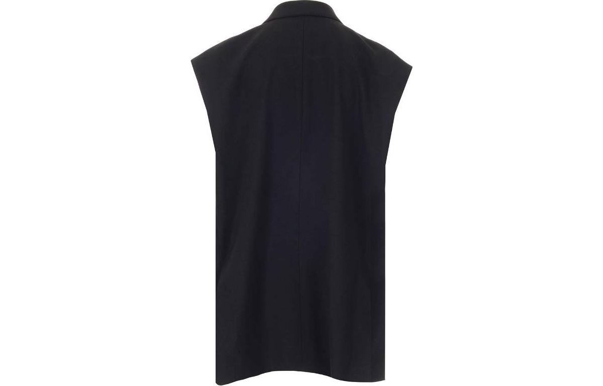 Lookbook (W) Balenciaga SS23 Rompi Hitam Tanpa Lengan Double-Breasted. 725198TNT111000