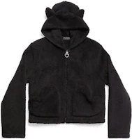 (Women) Balenciaga SS23 Black Zip-Up Plush Hoodie Jacket Regular Fit. 746476TOQ111000 (Women) Balenciaga SS23 Black Zip-Up Plush Hoodie Jacket Regular Fit. 746476TOQ111000