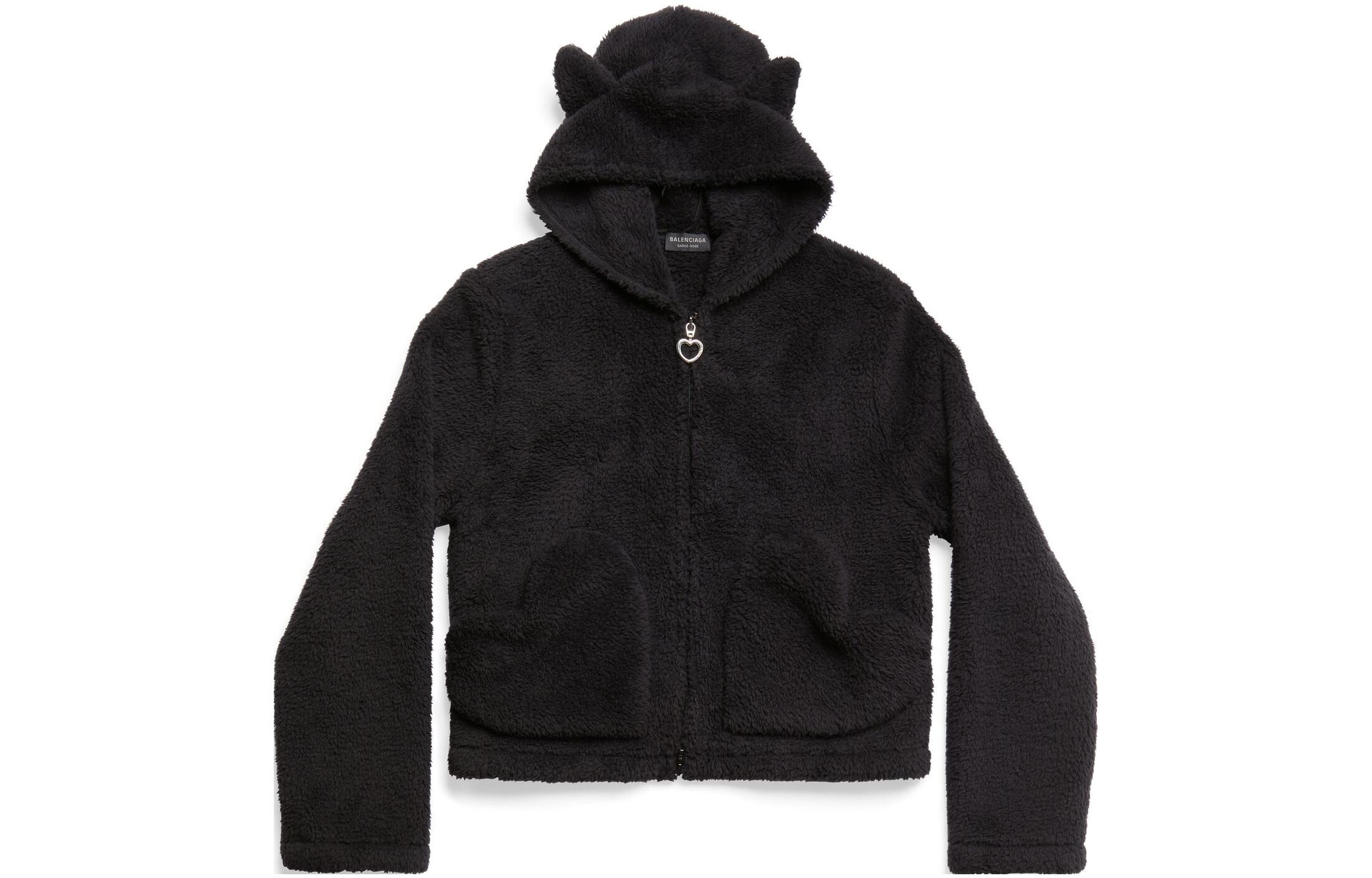 Order (W) Balenciaga SS23 黑色拉鏈絨毛連帽外套 常規版型。 746476TOQ111000