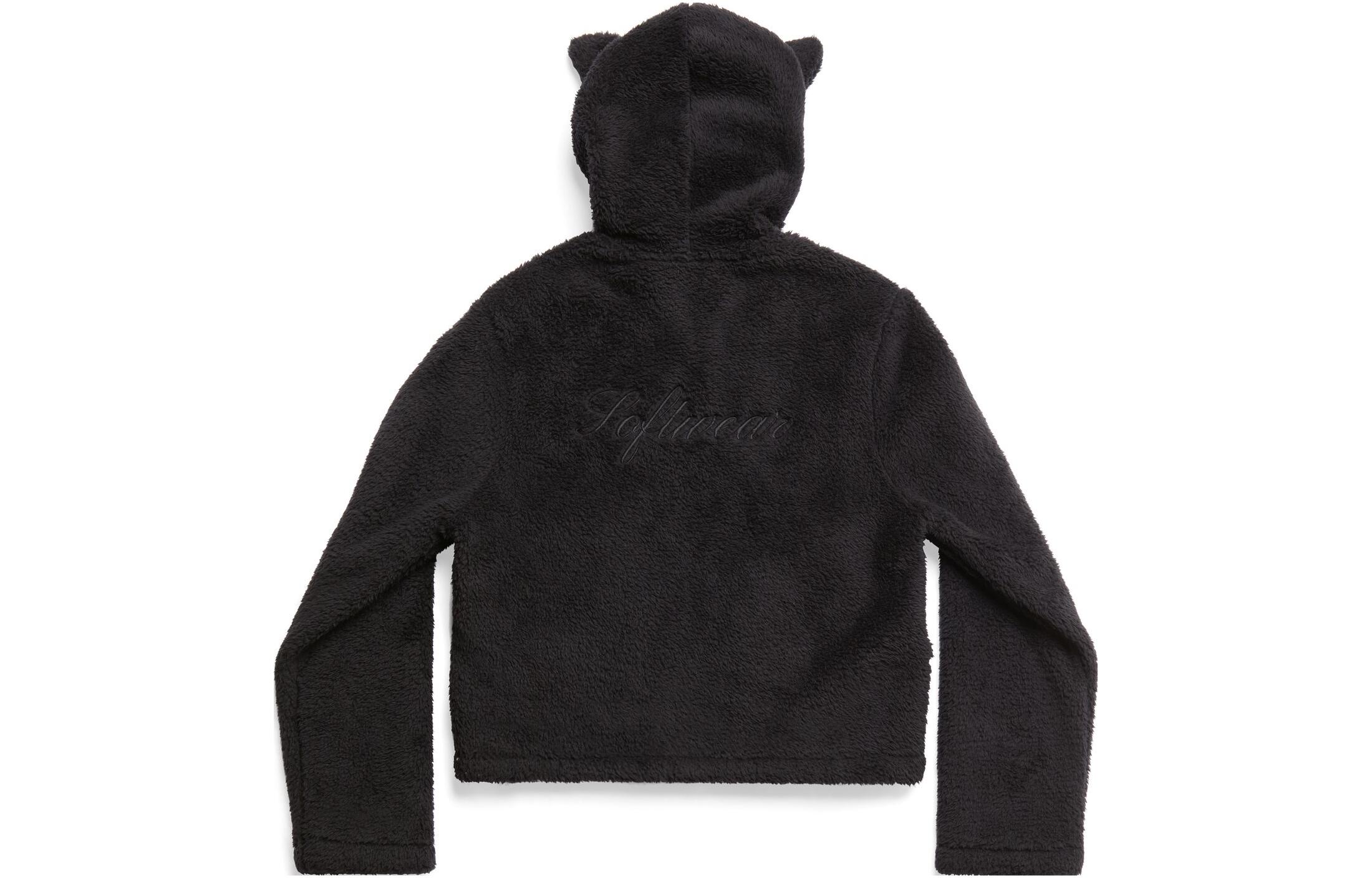 Lookbook (W) Balenciaga SS23 黑色拉鏈絨毛連帽外套 常規版型。 746476TOQ111000