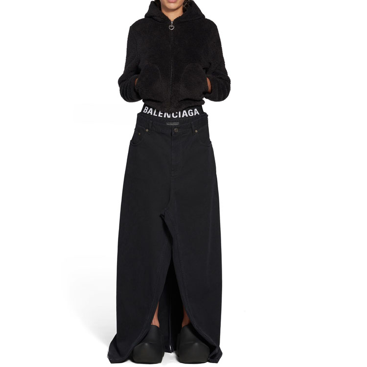 Shop (W) Balenciaga SS23 黑色拉鏈絨毛連帽外套 常規版型。 746476TOQ111000