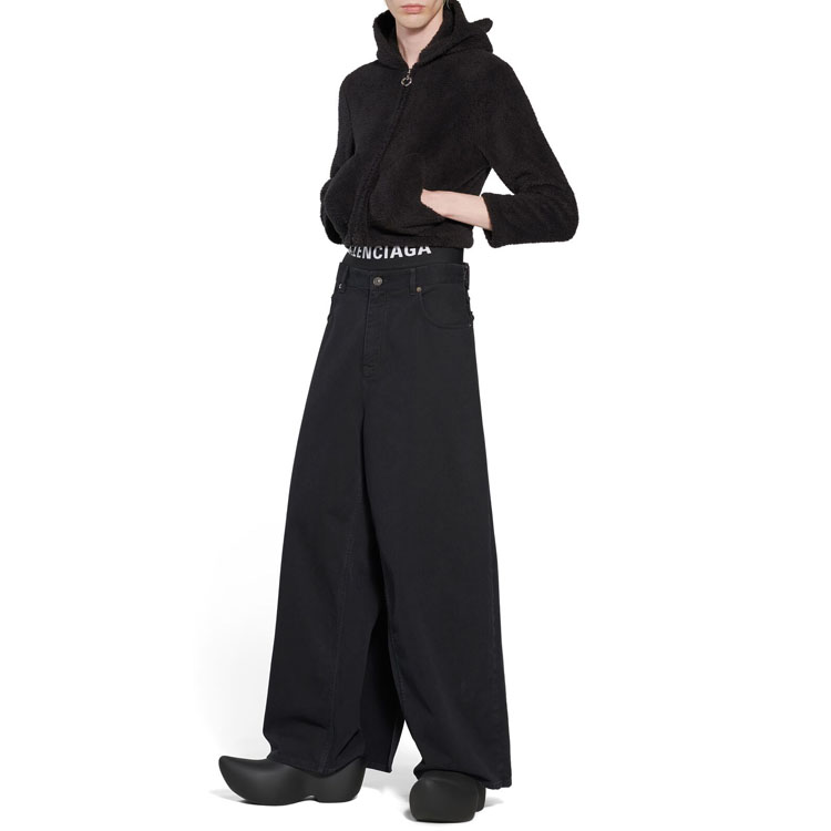 Cheap (W) Balenciaga SS23 黑色拉鏈絨毛連帽外套 常規版型。 746476TOQ111000