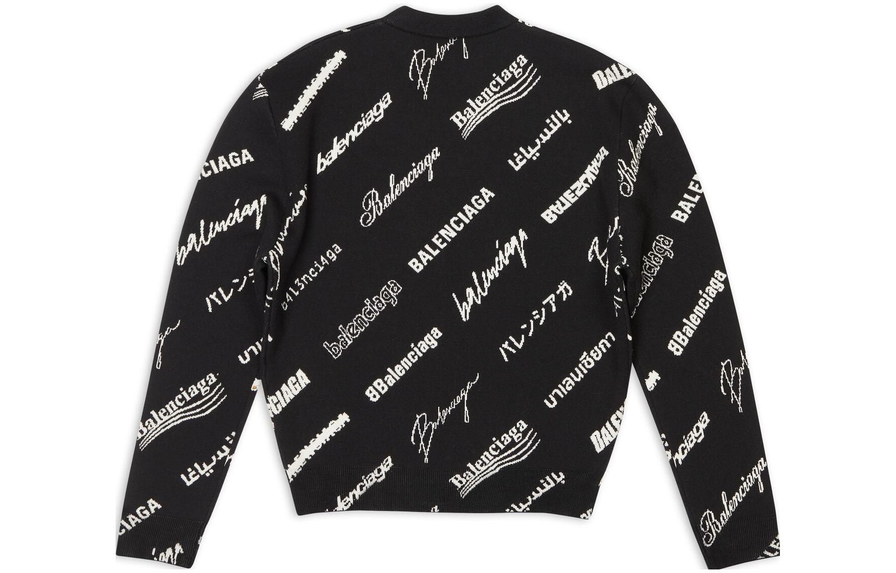 Lookbook (Women) Balenciaga SS23  Letter Print Crewneck Pullover Sweater Black 724869T16651070