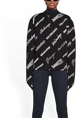 (Women) Balenciaga SS23 Letter Print Crewneck Pullover Sweater Black 724869T16651070 Purchase (Women) Balenciaga SS23 Letter Print Crewneck Pullover Sweater Black 724869T16651070