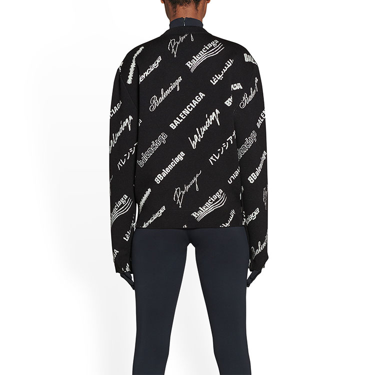 Details for (Women) Balenciaga SS23  Letter Print Crewneck Pullover Sweater Black 724869T16651070