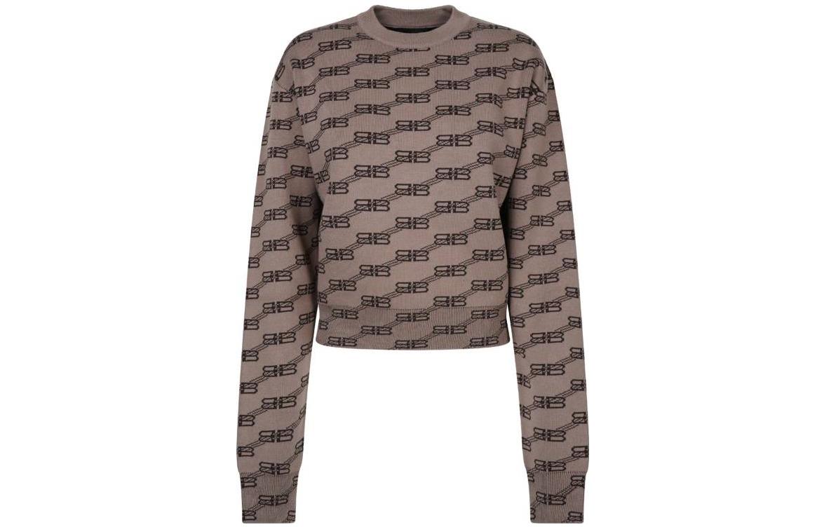 Order (W) 발렌시아가 SS23 로고 프린트 브라운 스웨터 - 캐주얼 봄 디자인. 733863T32539378