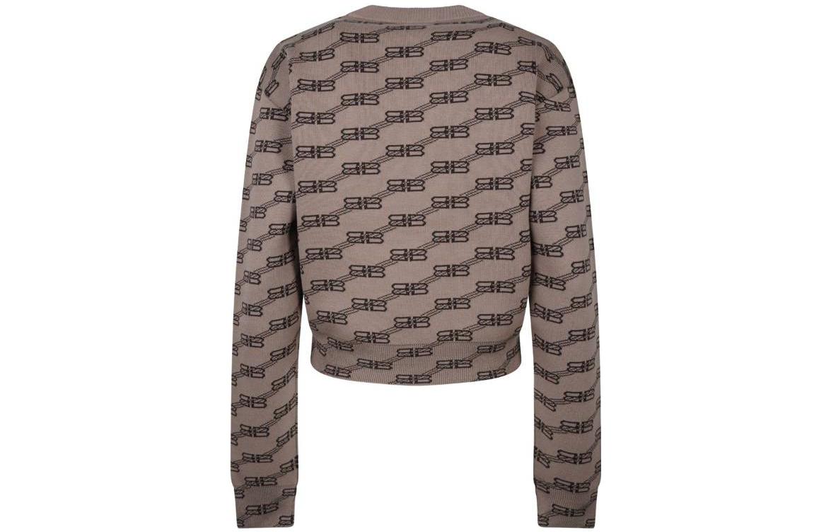Lookbook (W) 발렌시아가 SS23 로고 프린트 브라운 스웨터 - 캐주얼 봄 디자인. 733863T32539378