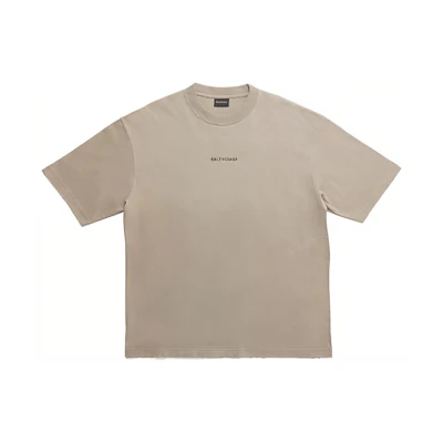 (Women) Balenciaga SS23 Logo Print T-Shirt Khaki Regular Fit Short Sleeve 612965TOVJ89763