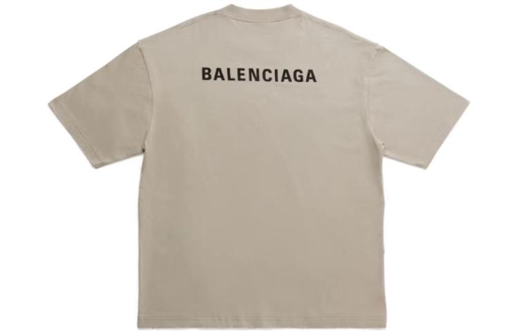 (Women) Balenciaga SS23  Logo Print T-Shirt Khaki Regular Fit Short Sleeve 612965TOVJ89763 圖 3