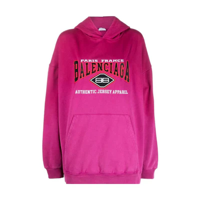 (Women) Balenciaga SS23 Logo Printed Hoodie in Pink. 620947TMVB15566