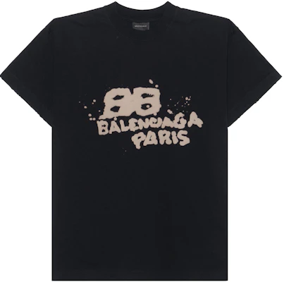(W) 巴黎世家 SS23 手繪BB標誌印花寬鬆版黑色T恤。 612965TNVN41059 Buy (W) 巴黎世家 SS23 手繪BB標誌印花寬鬆版黑色T恤。 612965TNVN41059