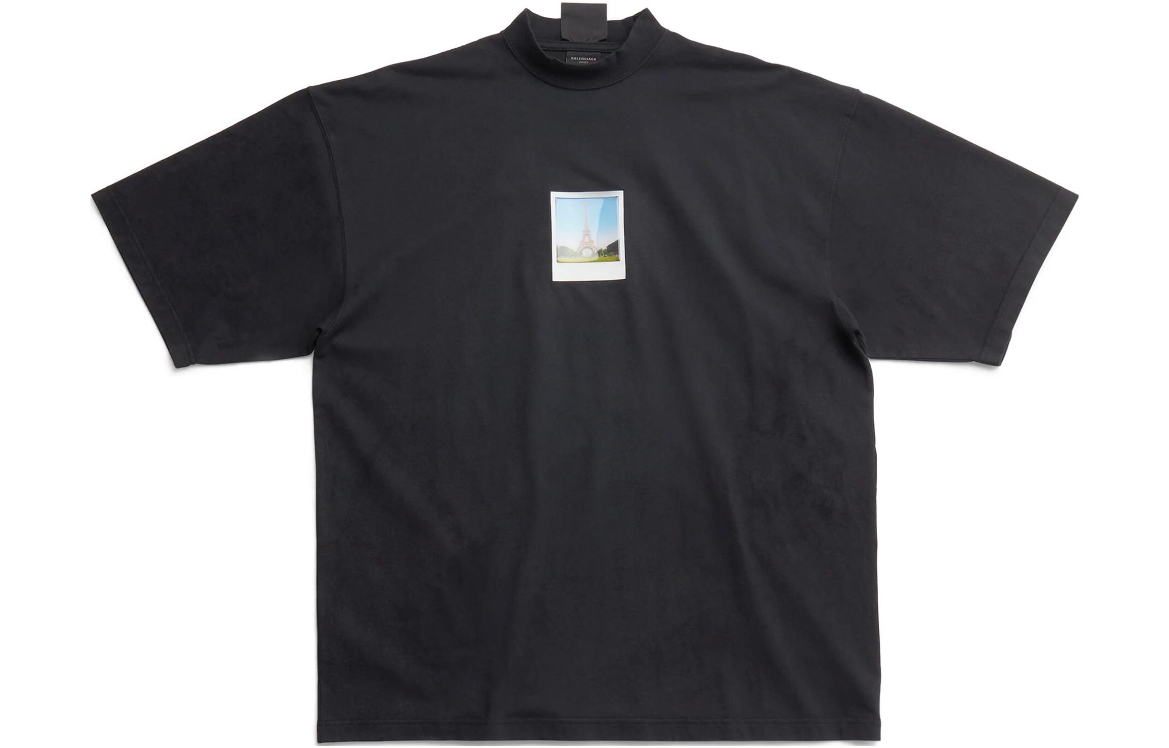 Buy (Women) Balenciaga SS23  Oversized Black T-Shirt with Architectural Print Design. 744439TOVC51055